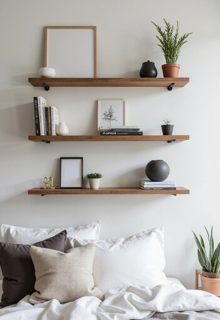 21 Dreamy Bedroom Makeovers That Cost Less Than $100 (You Won't Believe #7!) - 13. Floating Shelves