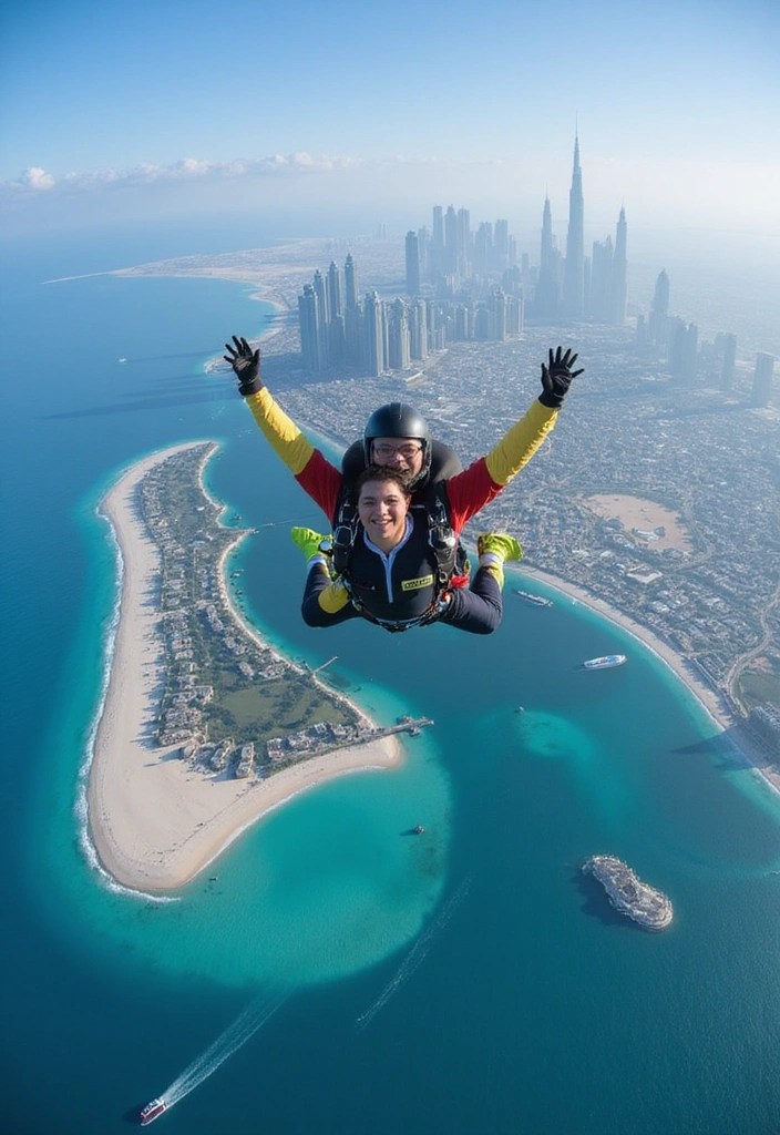 21 Epic Adventure Travel Destinations That'll Make Your Heart Race (You Won't Believe #13!) - 16. Skydiving over the Palm Trees of Dubai